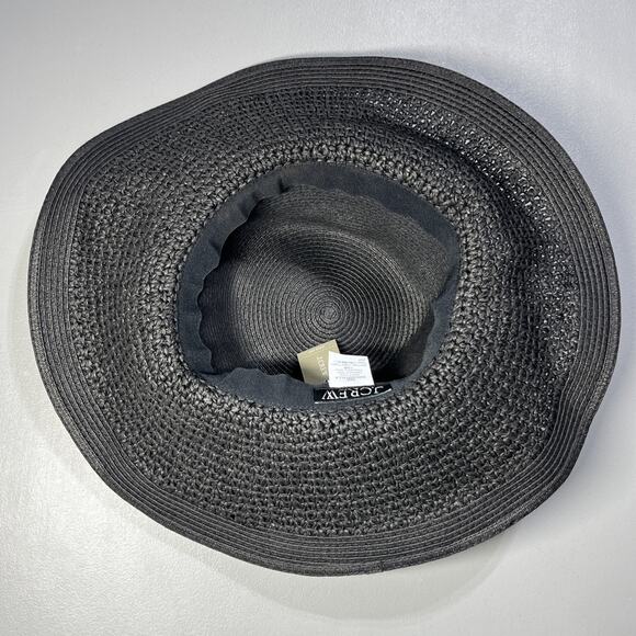 J Crew Textured Summer Straw Hat Wide Brim Packable Floppy Braided Paper - Picture 3 of 5